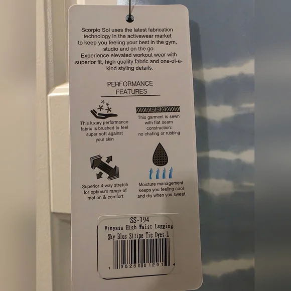 Scorpio Sol High Waisted Sky Blue Striped Tie Dye Leggings Size L - Picture 5 of 6